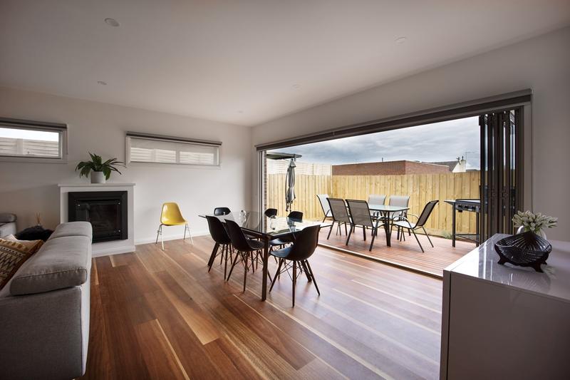 Open-plan living and dining at VIO32 Violet Street, Capel Sound — managed by Capel Coastal Villas
